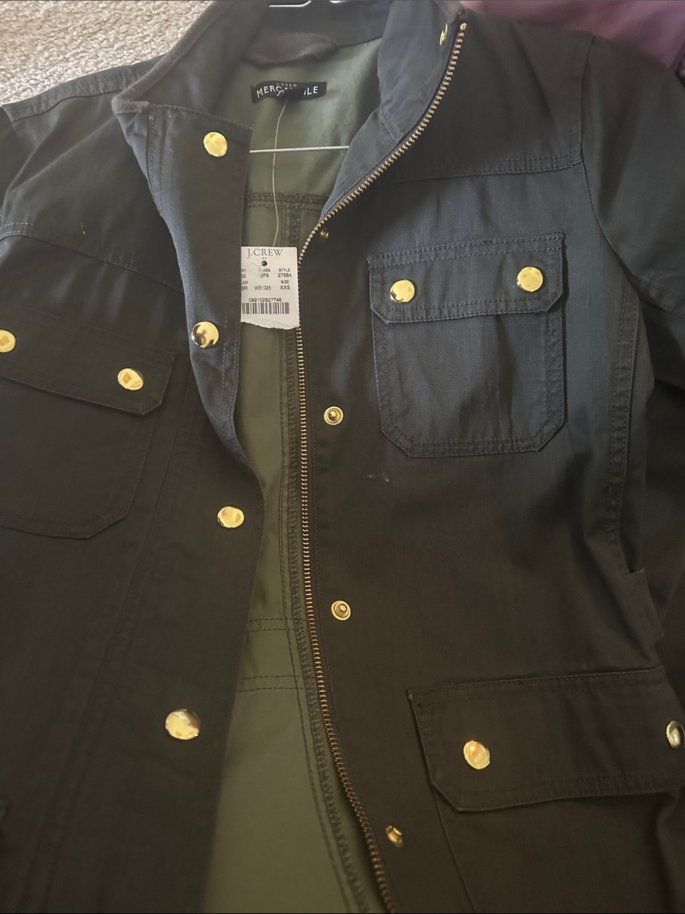 J. Crew Black Military Field Jacket with Gold Hardware